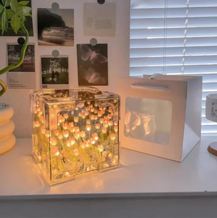 Tulip Cube Mirror Lamp – DIY Acrylic Decorative Night Light